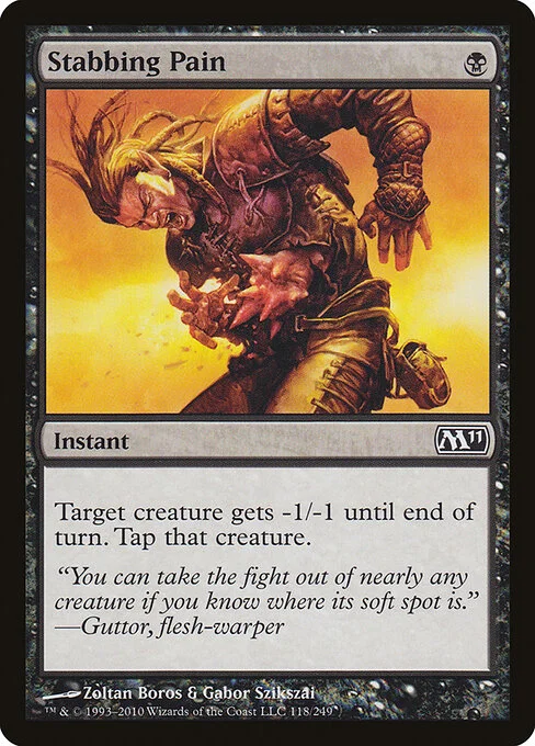 Stabbing Pain, carta Magic di tipo Instant illustrata da Zoltan Boros & Gabor Szikszai