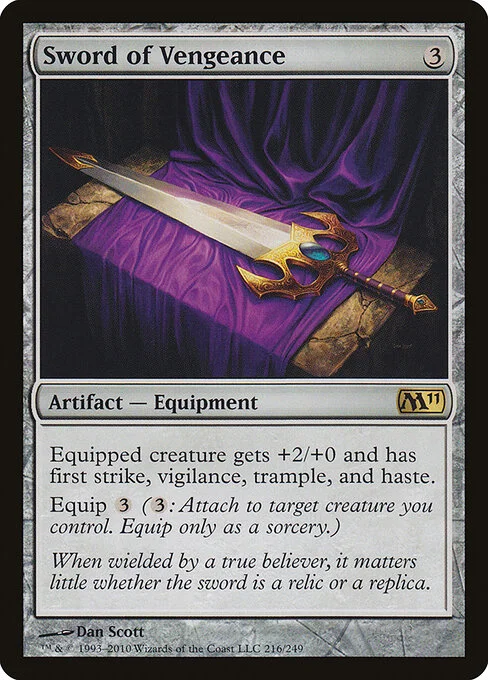 Sword of Vengeance, carta Magic di tipo Artifact — Equipment illustrata da Dan Murayama Scott