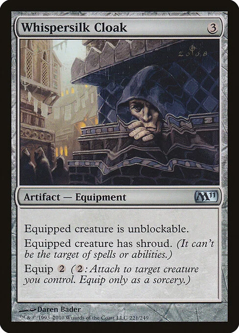 Whispersilk Cloak, carta Magic di tipo Artifact — Equipment illustrata da Daren Bader