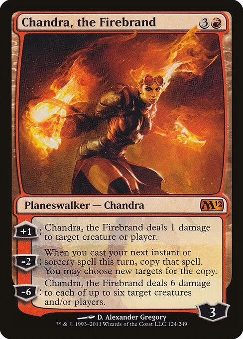 Chandra, the Firebrand, carta Magic di tipo Legendary Planeswalker — Chandra illustrata da D. Alexander Gregory