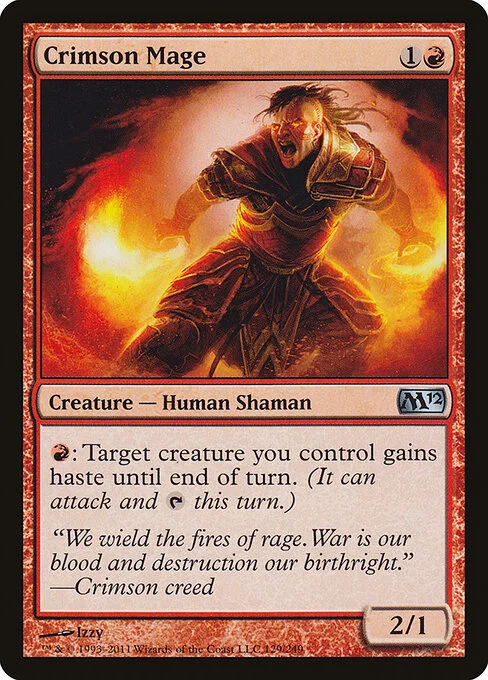Crimson Mage, carta Magic di tipo Creature — Human Shaman illustrata da Izzy