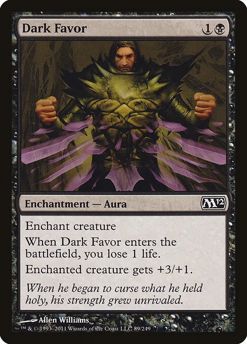 Dark Favor, carta Magic di tipo Enchantment — Aura illustrata da Allen Williams