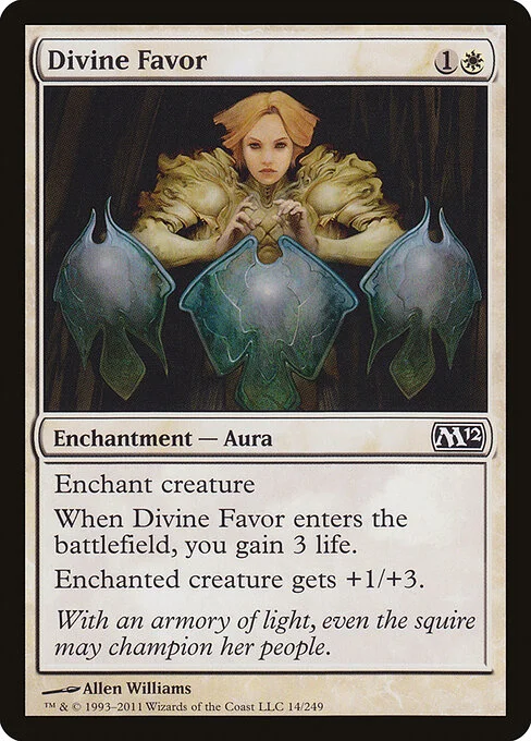 Divine Favor, carta Magic di tipo Enchantment — Aura illustrata da Allen Williams