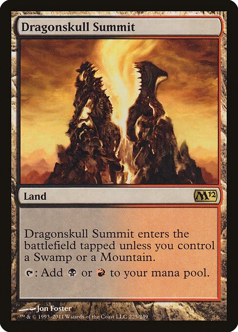 Dragonskull Summit, carta Magic di tipo Land illustrata da Jon Foster