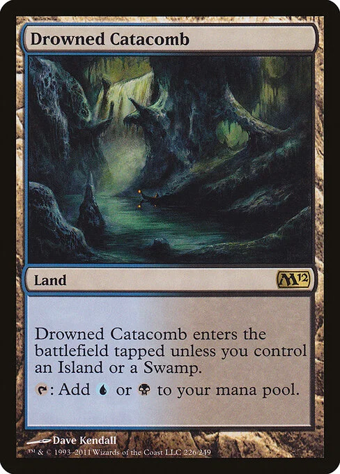 Drowned Catacomb, carta Magic di tipo Land illustrata da Dave Kendall