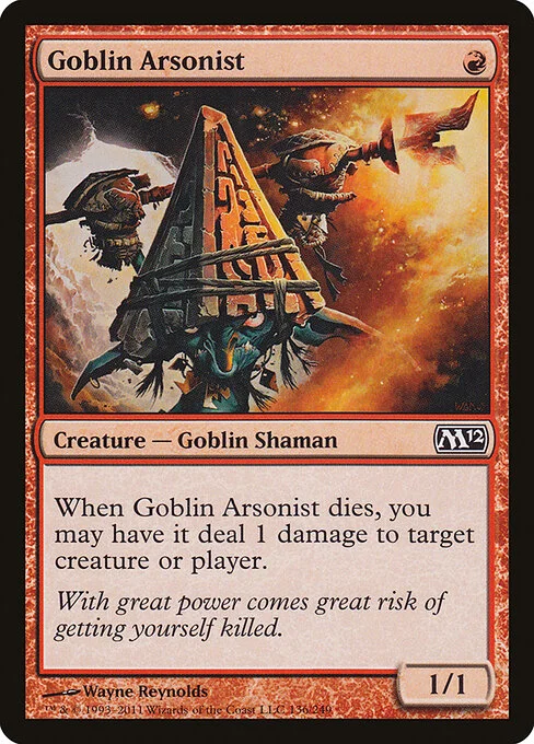 Goblin Arsonist, carta Magic di tipo Creature — Goblin Shaman illustrata da Wayne Reynolds