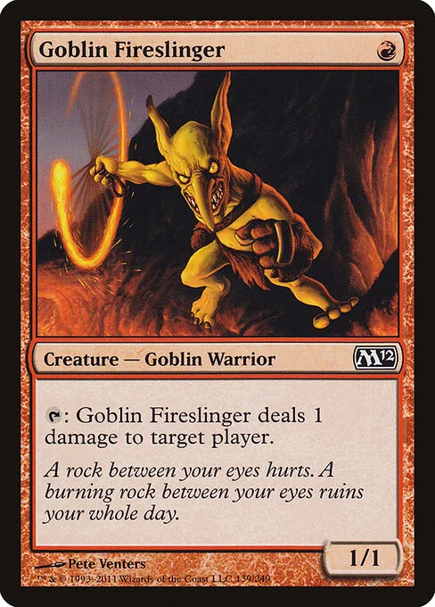 Goblin Fireslinger, carta Magic di tipo Creature — Goblin Warrior illustrata da Pete Venters