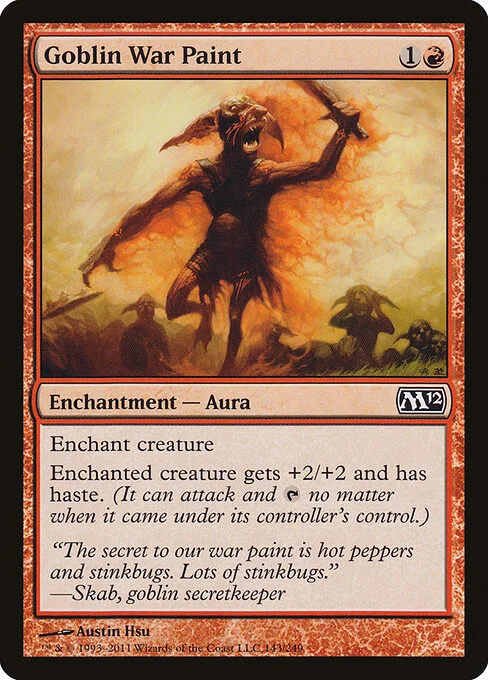 Goblin War Paint, carta Magic di tipo Enchantment — Aura illustrata da Austin Hsu