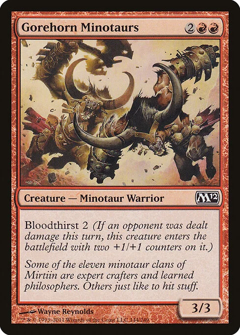 Gorehorn Minotaurs, carta Magic di tipo Creature — Minotaur Warrior illustrata da Wayne Reynolds