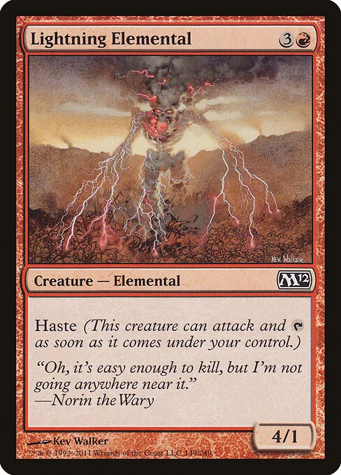 Lightning Elemental, carta Magic di tipo Creature — Elemental illustrata da Kev Walker