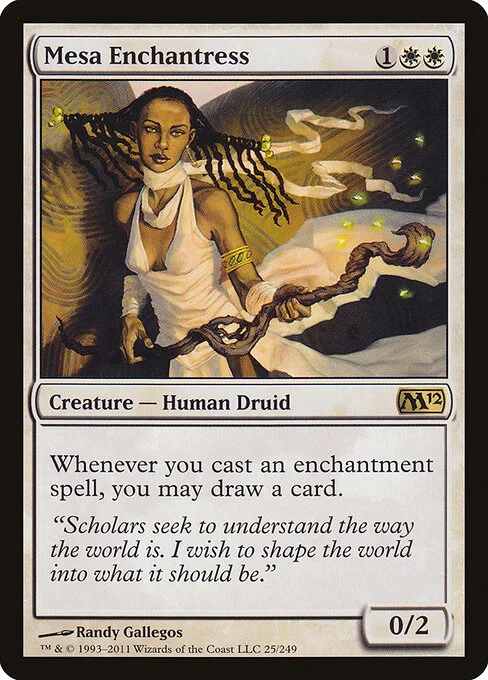 Mesa Enchantress, carta Magic di tipo Creature — Human Druid illustrata da Randy Gallegos