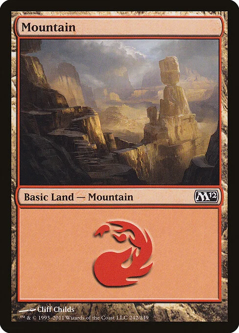 Mountain, carta Magic di tipo Basic Land — Mountain illustrata da Cliff Childs