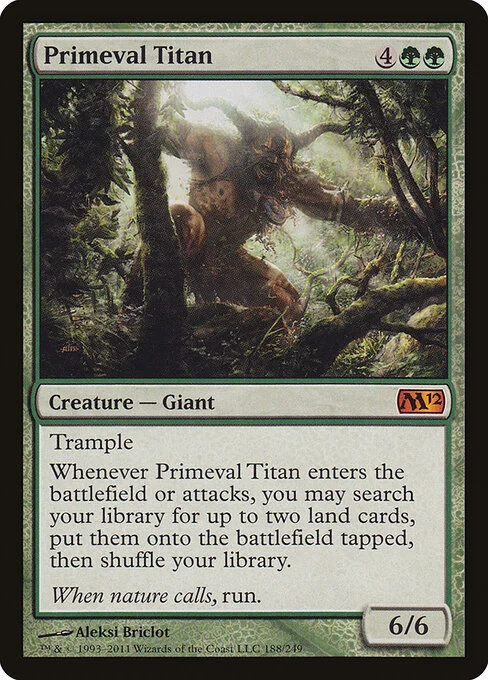 Primeval Titan, carta Magic di tipo Creature — Giant illustrata da Aleksi Briclot