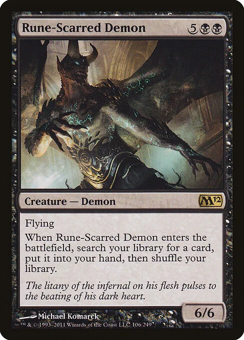 Rune-Scarred Demon, carta Magic di tipo Creature — Demon illustrata da Michael Komarck