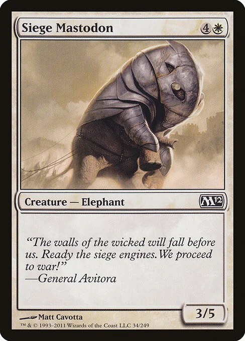 Siege Mastodon, carta Magic di tipo Creature — Elephant illustrata da Matt Cavotta