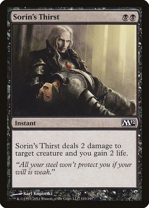 Sorin's Thirst, carta Magic di tipo Instant illustrata da Karl Kopinski