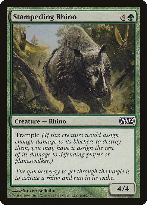 Stampeding Rhino, carta Magic di tipo Creature — Rhino illustrata da Steven Belledin