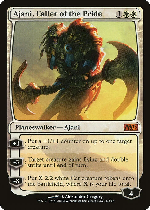 Ajani, Caller of the Pride, carta Magic di tipo Legendary Planeswalker — Ajani illustrata da D. Alexander Gregory