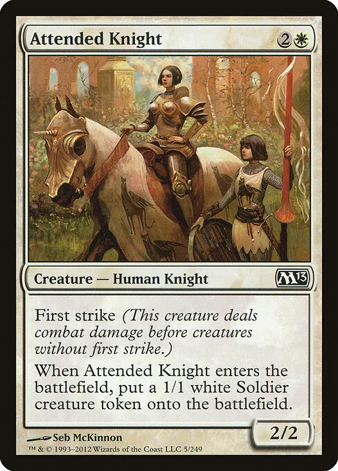 Attended Knight, carta Magic di tipo Creature — Human Knight illustrata da Seb McKinnon