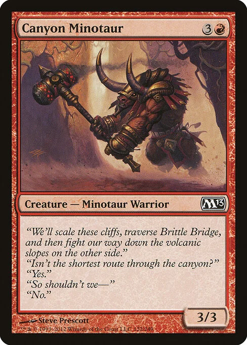Canyon Minotaur, carta Magic di tipo Creature — Minotaur Warrior illustrata da Steve Prescott