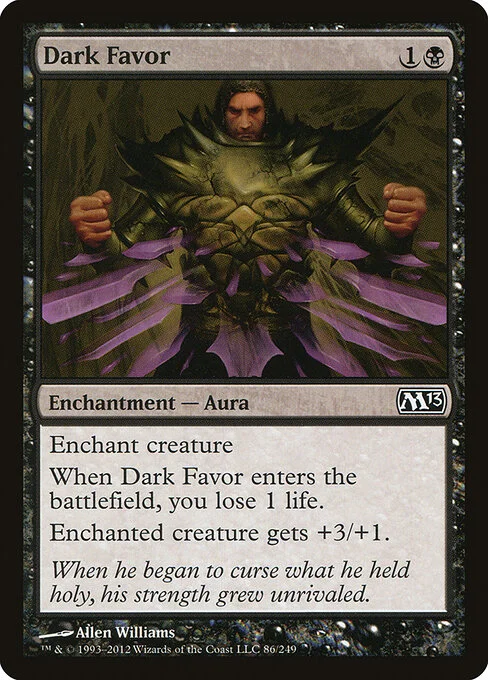 Dark Favor, carta Magic di tipo Enchantment — Aura illustrata da Allen Williams