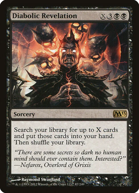 Diabolic Revelation, carta Magic di tipo Sorcery illustrata da Raymond Swanland