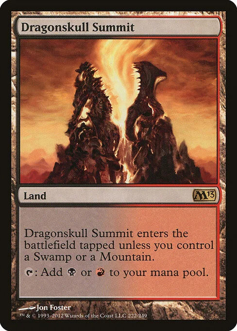 Dragonskull Summit, carta Magic di tipo Land illustrata da Jon Foster
