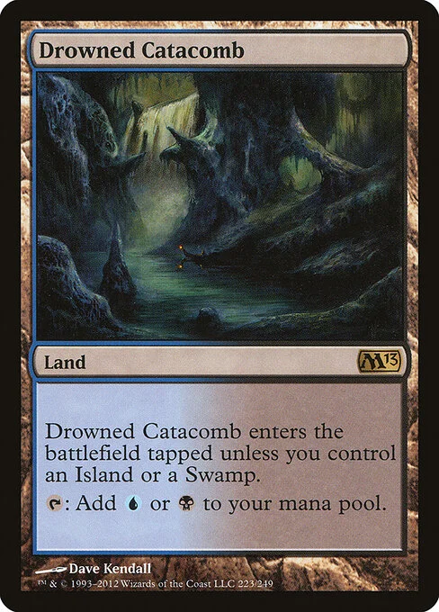 Drowned Catacomb, carta Magic di tipo Land illustrata da Dave Kendall