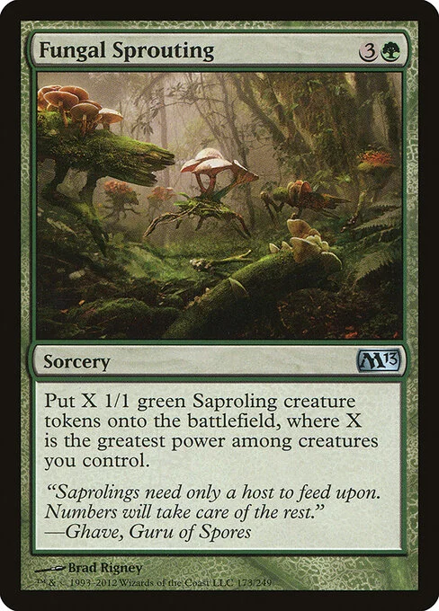 Fungal Sprouting, carta Magic di tipo Sorcery illustrata da Brad Rigney