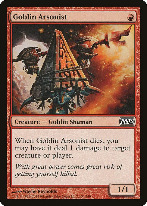 Goblin Arsonist, carta Magic di tipo Creature — Goblin Shaman illustrata da Wayne Reynolds