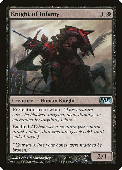 Knight of Infamy, carta Magic di tipo Creature — Human Knight illustrata da Peter Mohrbacher