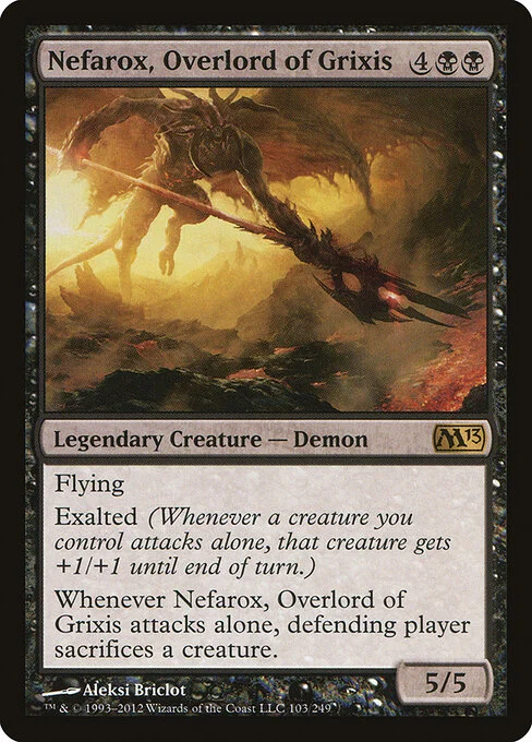Nefarox, Overlord of Grixis, carta Magic di tipo Legendary Creature — Demon illustrata da Aleksi Briclot