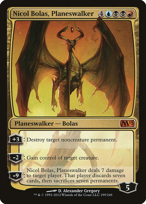 Nicol Bolas, Planeswalker, carta Magic di tipo Legendary Planeswalker — Bolas illustrata da D. Alexander Gregory