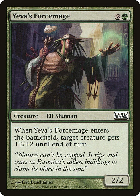Yeva's Forcemage, carta Magic di tipo Creature — Elf Shaman illustrata da Eric Deschamps