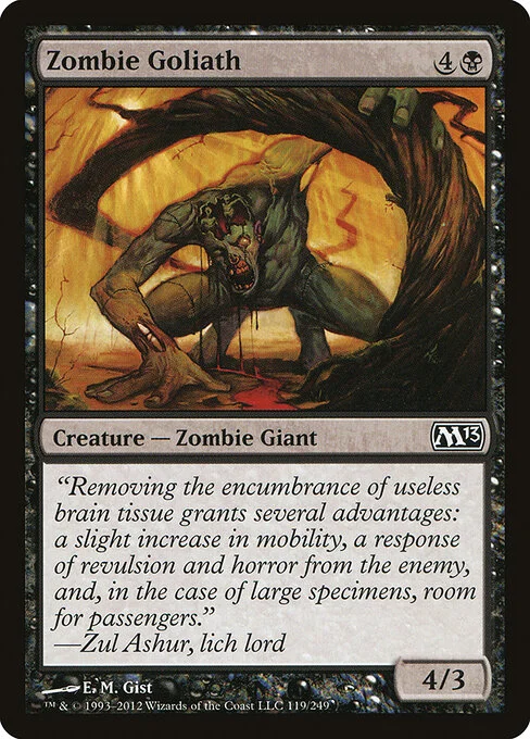 Zombie Goliath, carta Magic di tipo Creature — Zombie Giant illustrata da E. M. Gist