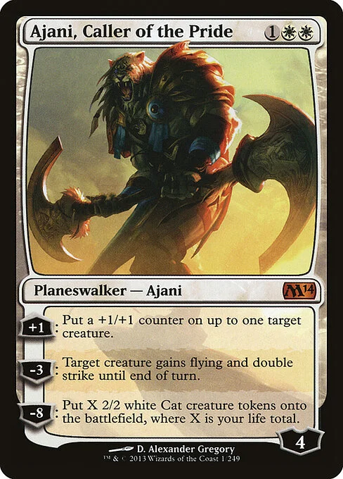 Ajani, Caller of the Pride, carta Magic di tipo Legendary Planeswalker — Ajani illustrata da D. Alexander Gregory
