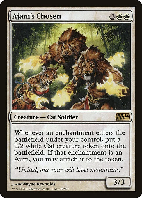 Ajani's Chosen, carta Magic di tipo Creature — Cat Soldier illustrata da Wayne Reynolds