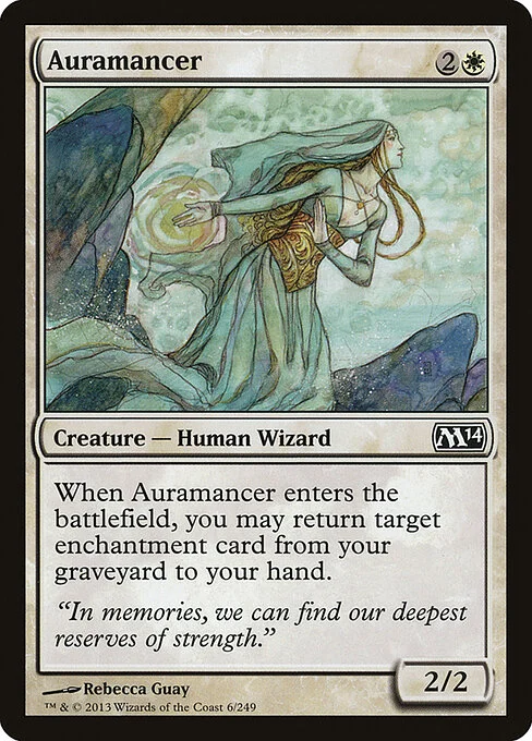 Auramancer, carta Magic di tipo Creature — Human Wizard illustrata da Rebecca Guay