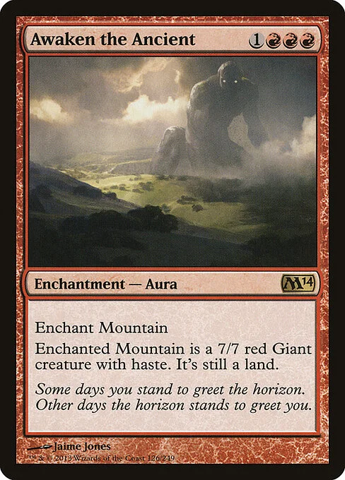 Awaken the Ancient, carta Magic di tipo Enchantment — Aura illustrata da Jaime Jones