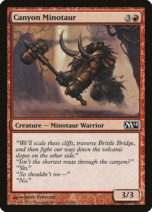 Canyon Minotaur, carta Magic di tipo Creature — Minotaur Warrior illustrata da Steve Prescott
