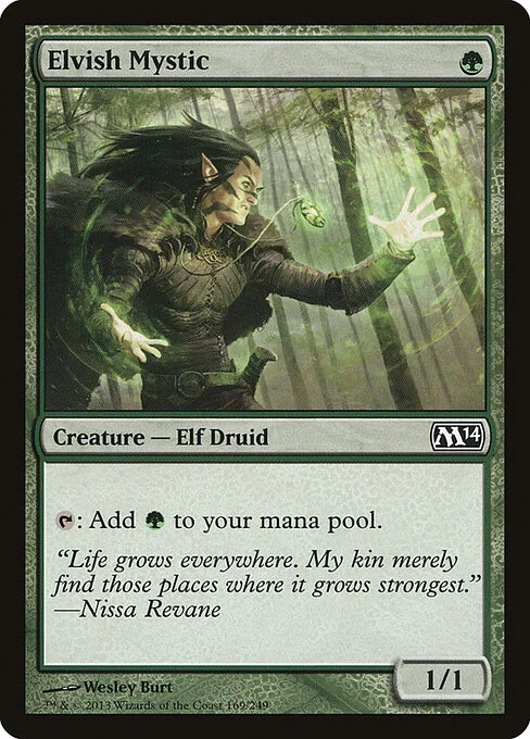 Elvish Mystic, carta Magic di tipo Creature — Elf Druid illustrata da Wesley Burt