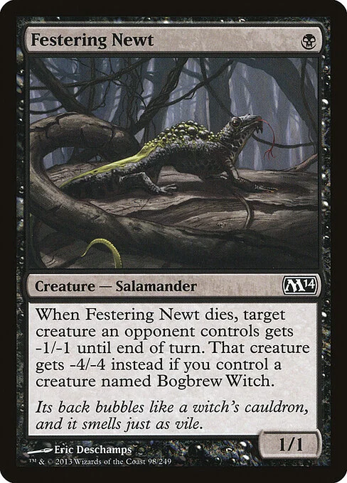 Festering Newt, carta Magic di tipo Creature — Salamander illustrata da Eric Deschamps