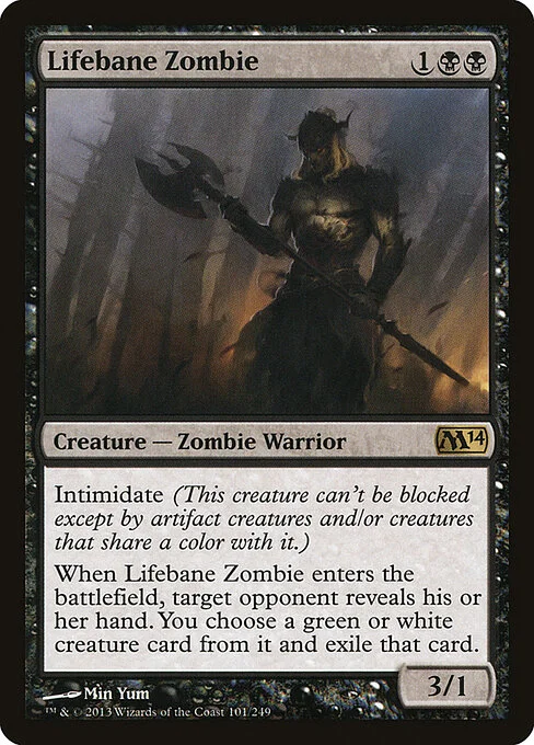 Lifebane Zombie, carta Magic di tipo Creature — Zombie Warrior illustrata da Min Yum