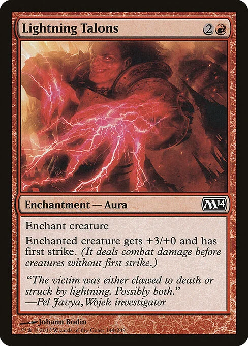 Lightning Talons, carta Magic di tipo Enchantment — Aura illustrata da Johann Bodin