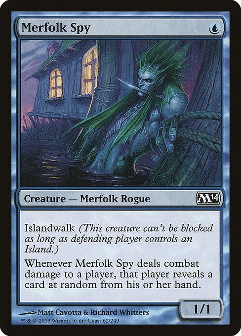 Merfolk Spy, carta Magic di tipo Creature — Merfolk Rogue illustrata da Matt Cavotta & Richard Whitters