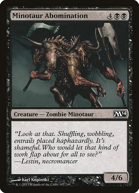 Minotaur Abomination, carta Magic di tipo Creature — Zombie Minotaur illustrata da Karl Kopinski
