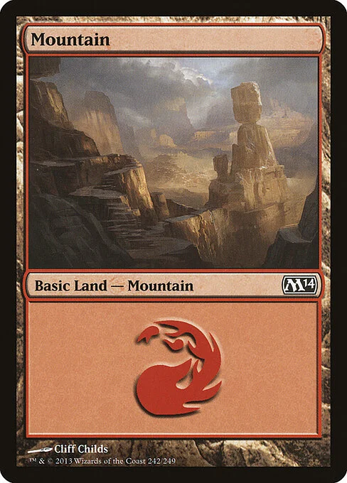 Mountain, carta Magic di tipo Basic Land — Mountain illustrata da Cliff Childs