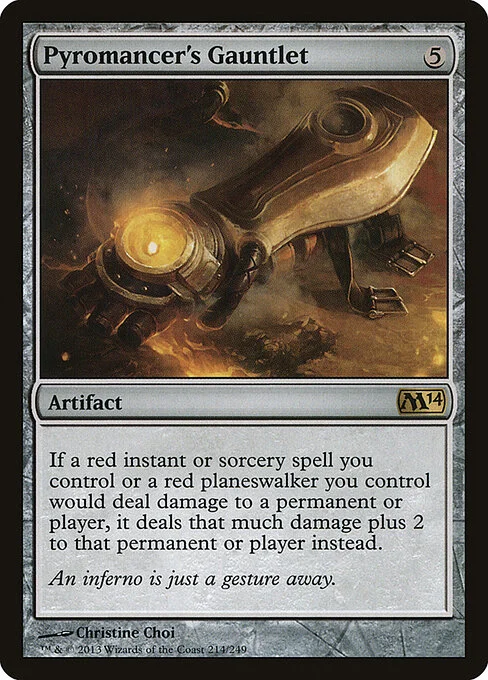Pyromancer's Gauntlet, carta Magic di tipo Artifact illustrata da Christine Choi