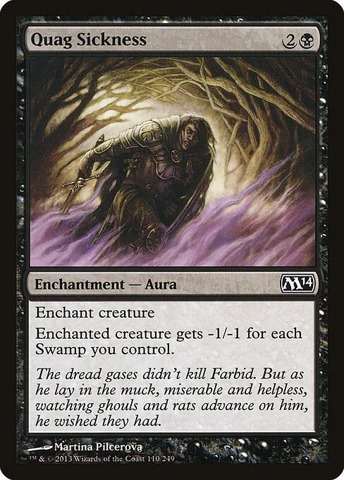 Quag Sickness, carta Magic di tipo Enchantment — Aura illustrata da Martina Pilcerova