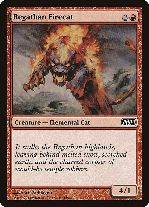 Regathan Firecat, carta Magic di tipo Creature — Elemental Cat illustrata da Eric Velhagen